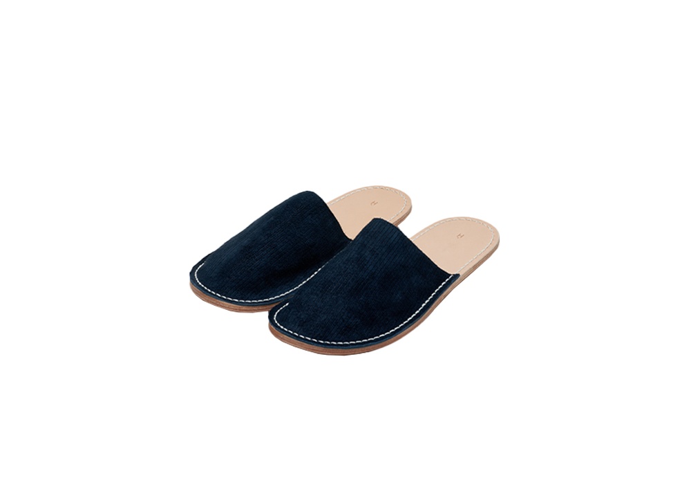【Hender Scheme / エンダースキーマ】Corduroy leather slipper スリッパ /ダークネイビー
