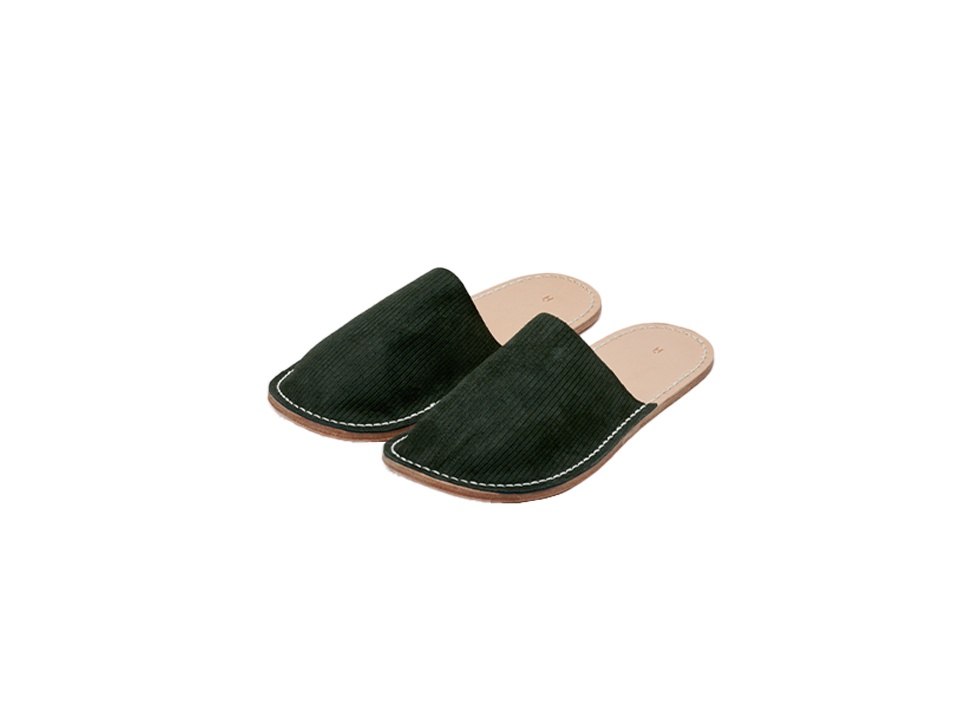 【Hender Scheme / エンダースキーマ】Corduroy leather slipper スリッパ/ ダークオリーブ
