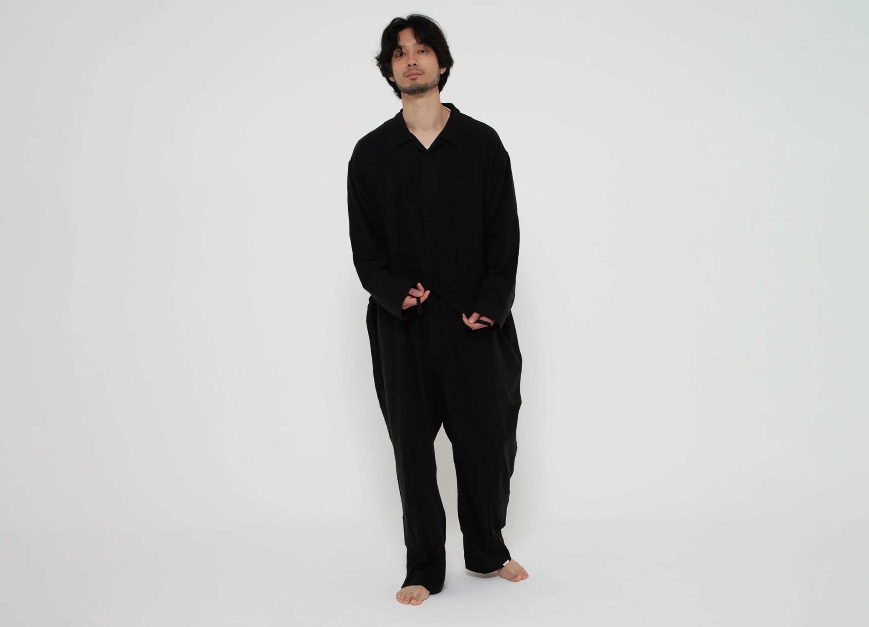 【NOWHAW / ノウハウ】ジョイント オールインワン パジャマ cotton_silk_nep ブラック