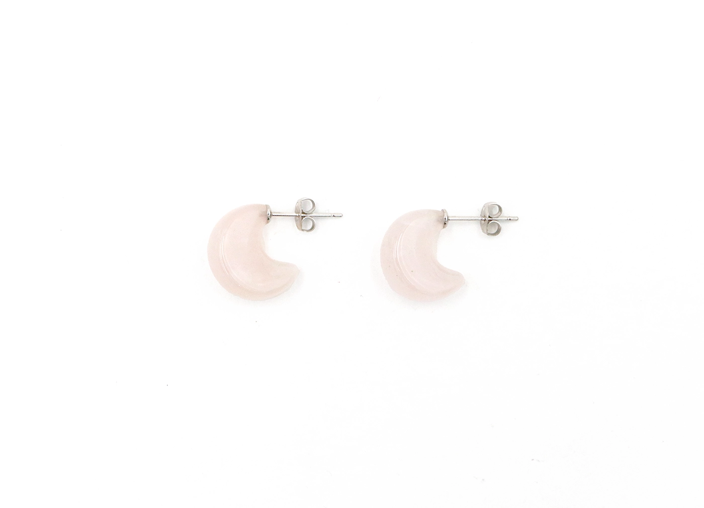 【PREEK / プリーク】STONE MOON HOOP EARRINGS ストーンムーンフープ ピアス / ピンク