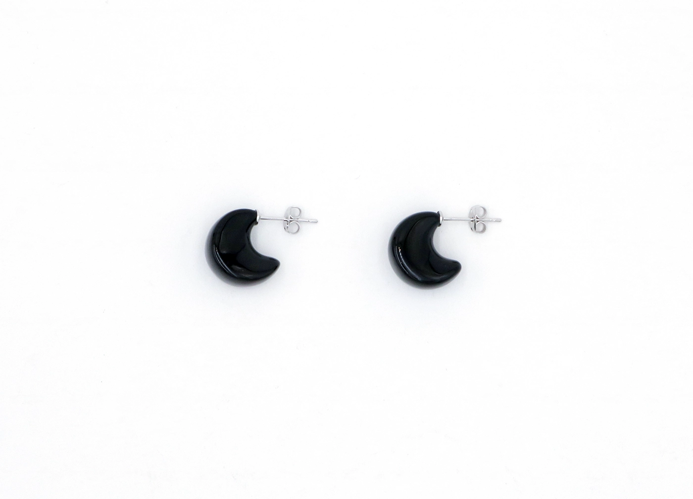 【PREEK / プリーク】STONE MOON HOOP EARRINGS ストーンムーンフープ ピアス / ブラック